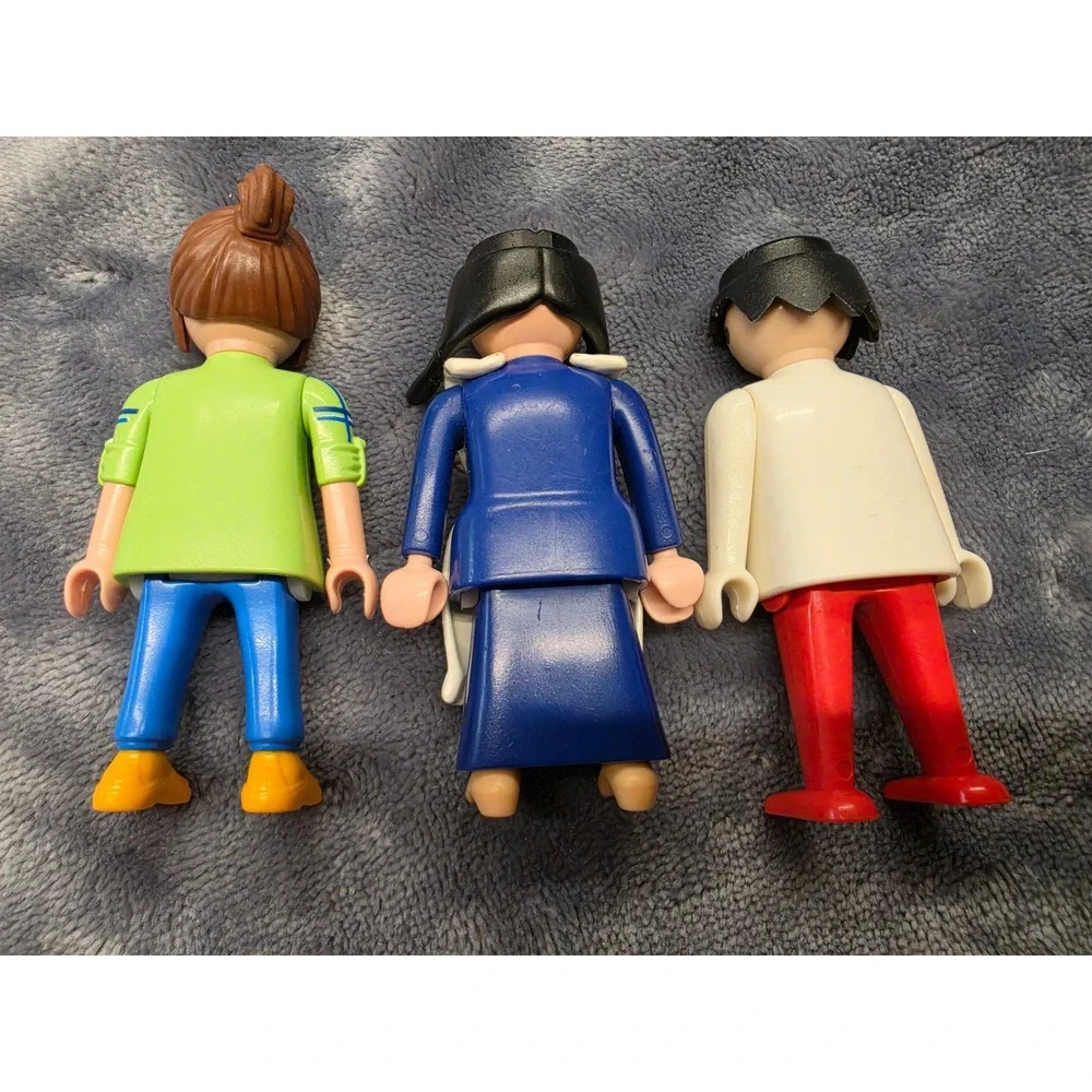 Vintage Playmobil Figures Lot of 3 Overalls Traditional Dress Red Pants Toy